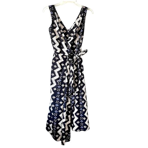 Mango printed zigzag wrap sleeveless dress Small  NWT - Picture 1 of 8